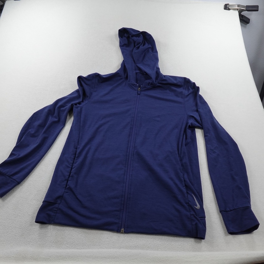 Nike Yoga Jacket Mens Small Blue Dri-Fit Full Zip Training Hoodie Stretch CZ2217